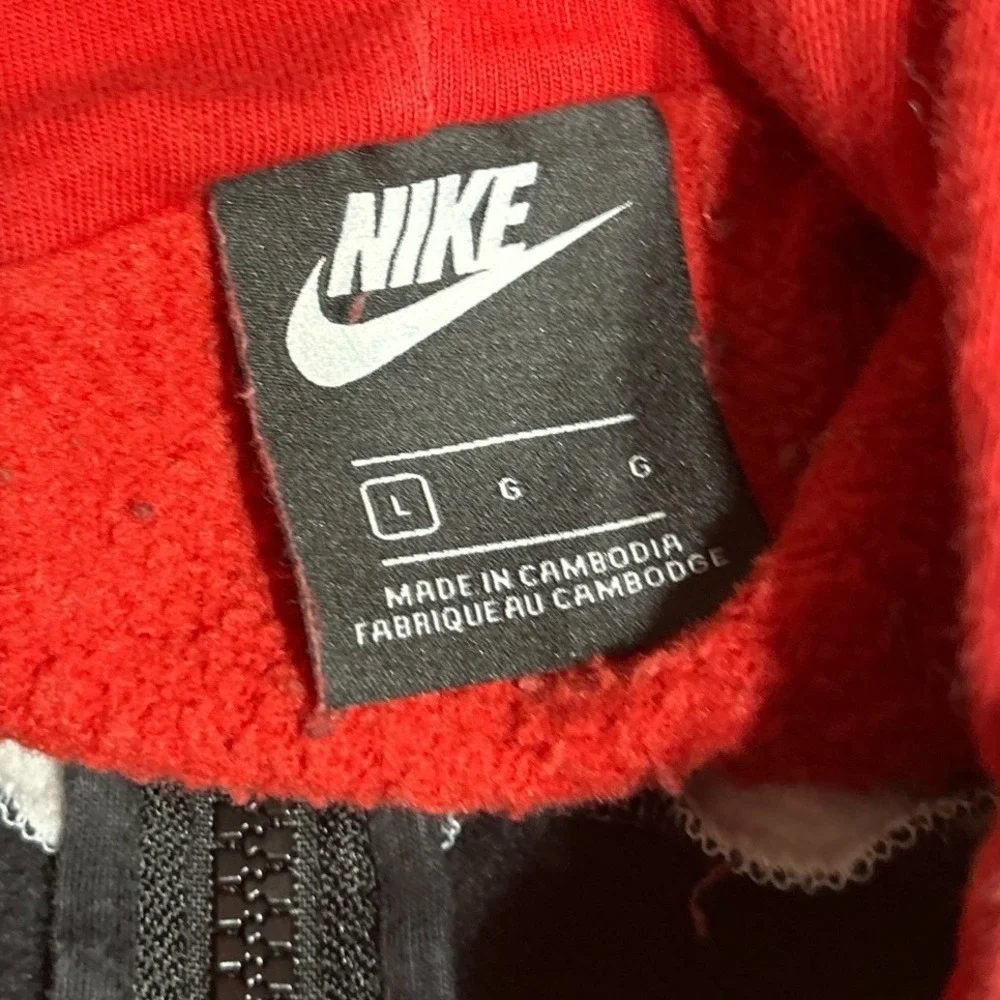 Nike‎ Air Colorblock Zip Up Hoodie Black White Red Men's Size Large